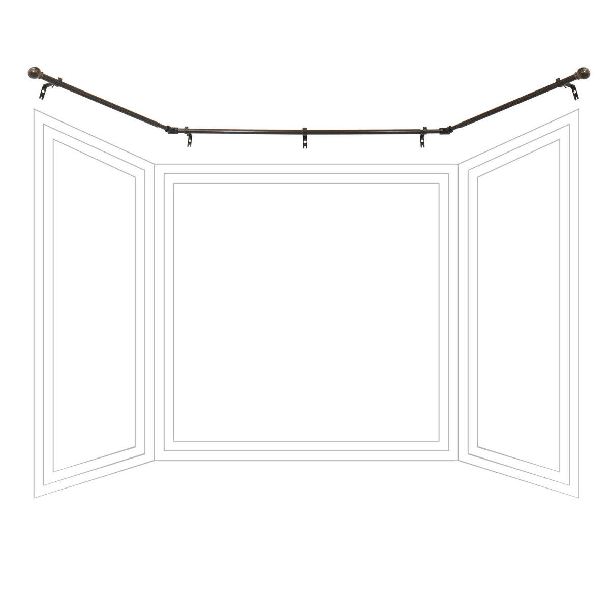 Decopolitan Drapery Bay Window Curtain Rod Set, Oil Rubbed Bronze - Product image 1