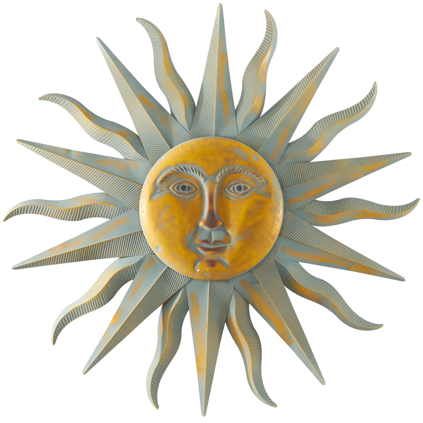 Gold Metal Indoor Outdoor Distressed Sun Wall Decor - Product image 3