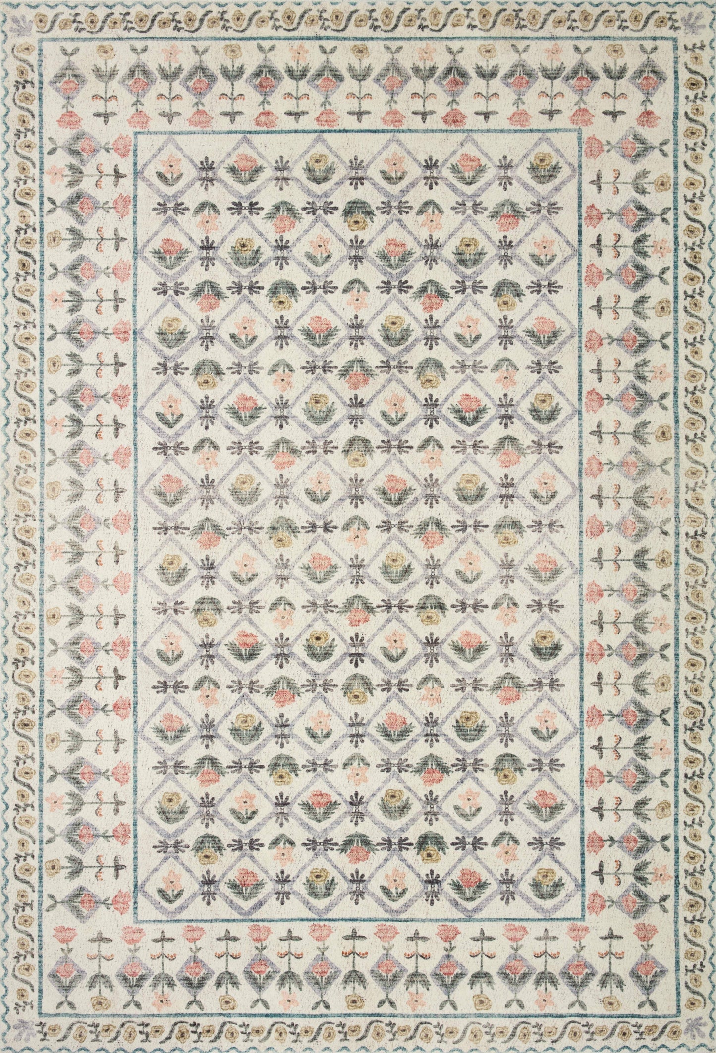 Rifle Paper Co. x Loloi 5'0" x 7'6" Ivory Eden feat. CloudPile Lattice (EDE-03) Area Rug - Product image 1