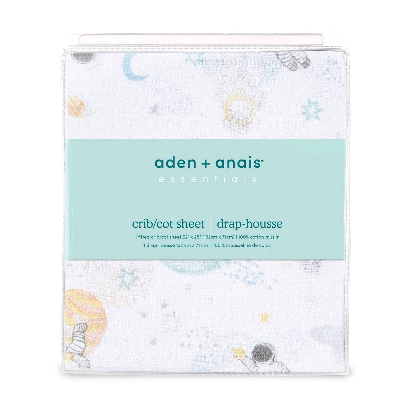 Aden + Anais Essentials Space Muslin Fitted Crib Sheet In Blue - Product image 1