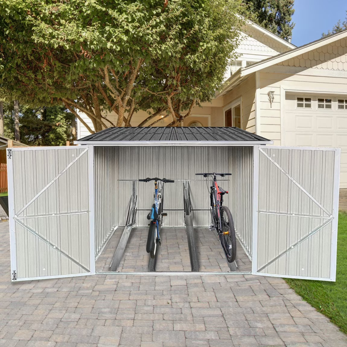 6.3' x 6.1' Outdoor Storage Shed Clearance, Metal Outdoor Storage Cabinet with Double Lockable Doors - Product image 1