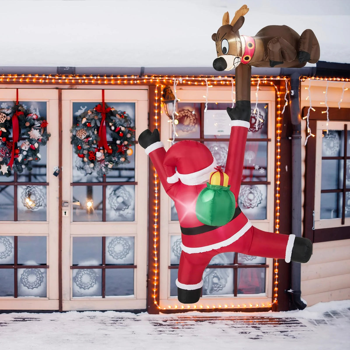 Tangkula 8.5 FT Christmas Inflatable Reindeer & Climbing Santa Claus - Product image 9