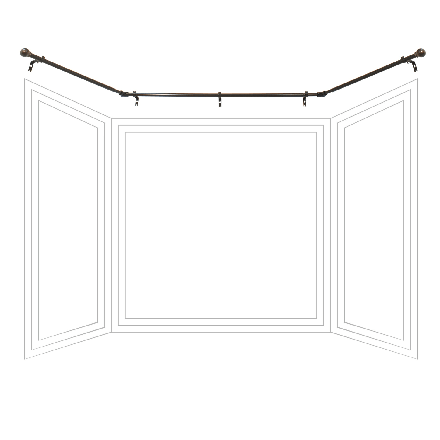 Decopolitan Drapery Bay Window Curtain Rod Set, Oil Rubbed Bronze - Product image 1