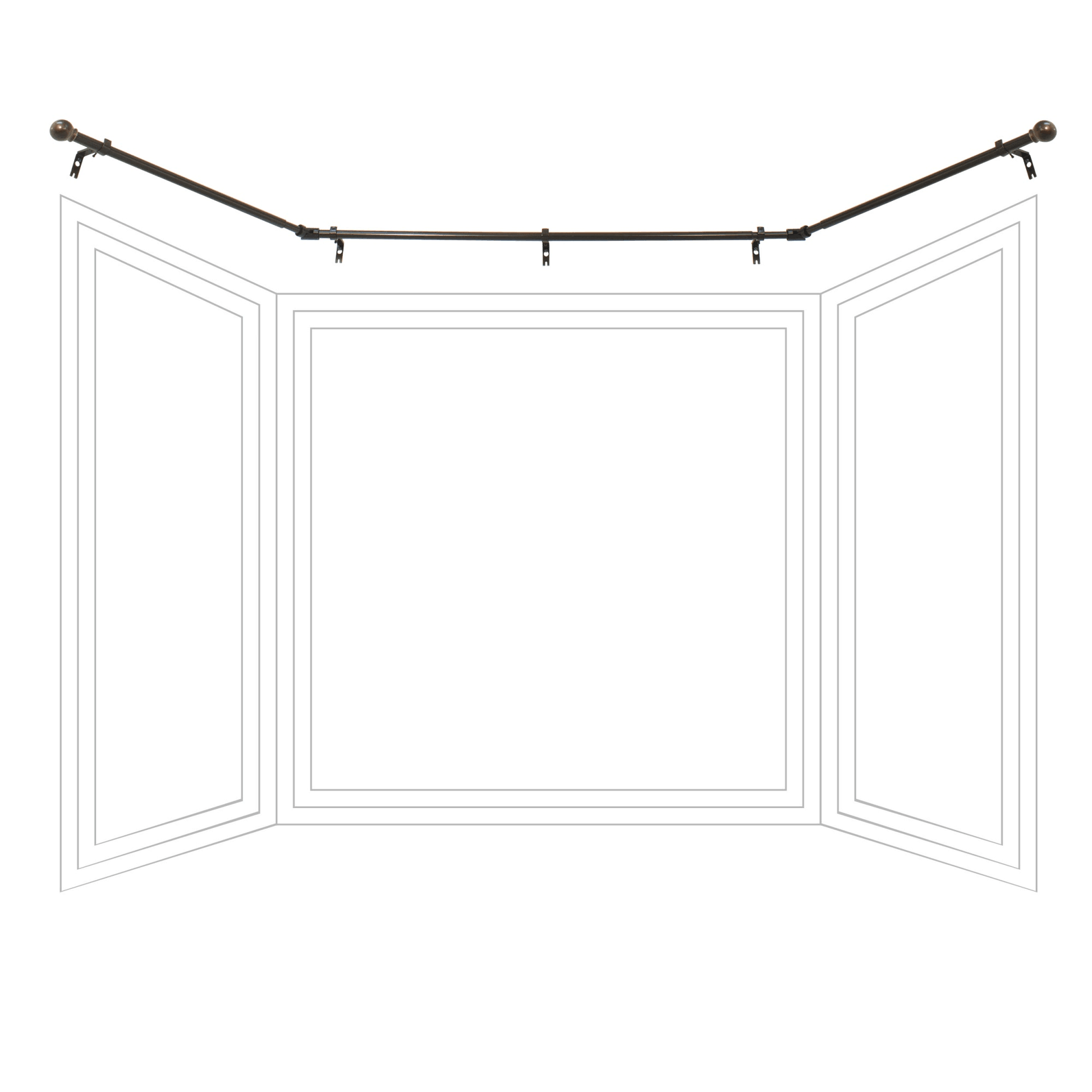 Decopolitan Drapery Bay Window Curtain Rod Set, Oil Rubbed Bronze - Product image 1