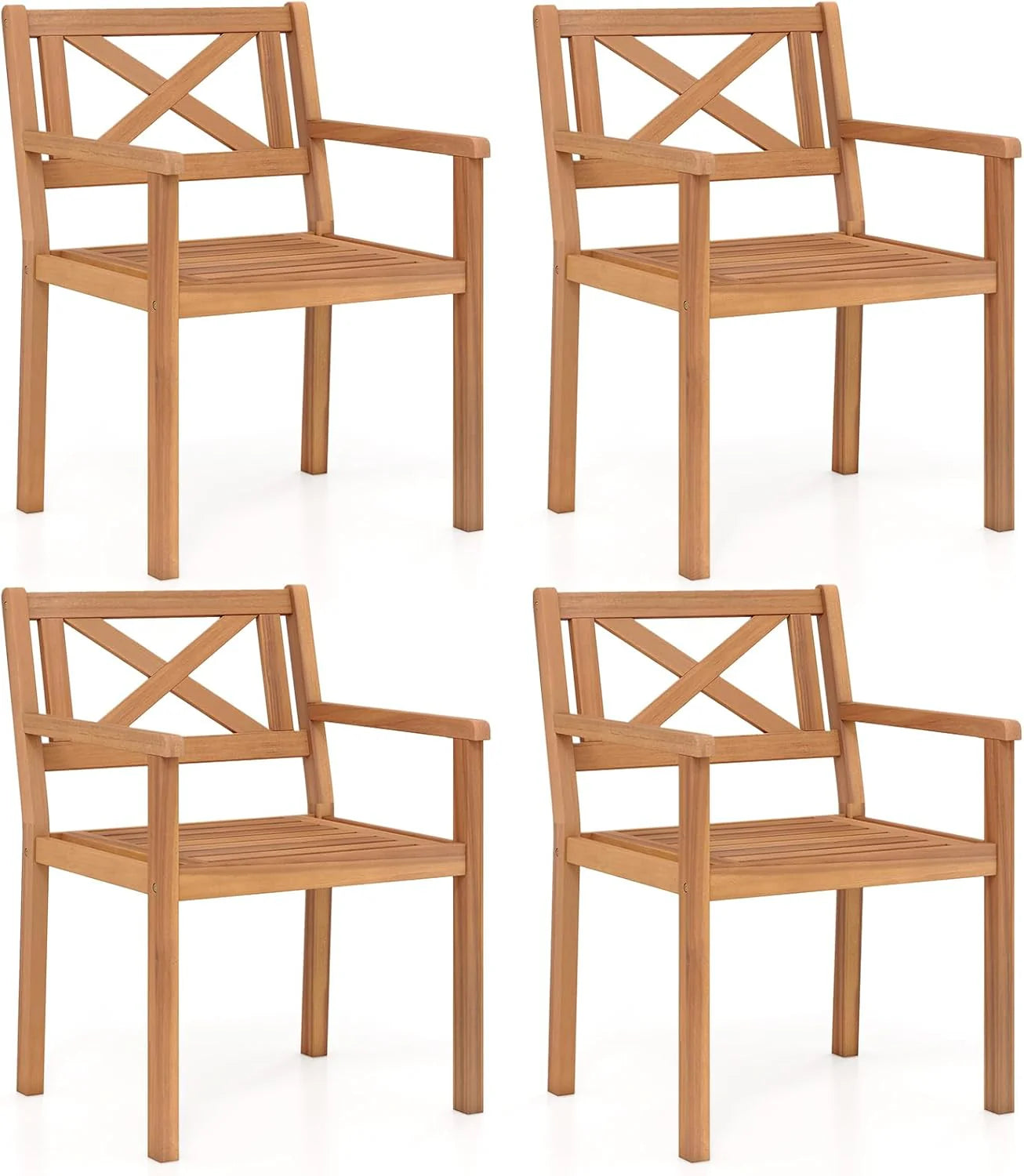 Tangkula Acacia Wood Patio Dining Chairs Set of 2/4 with 400 lbs Capacity - Product image 10