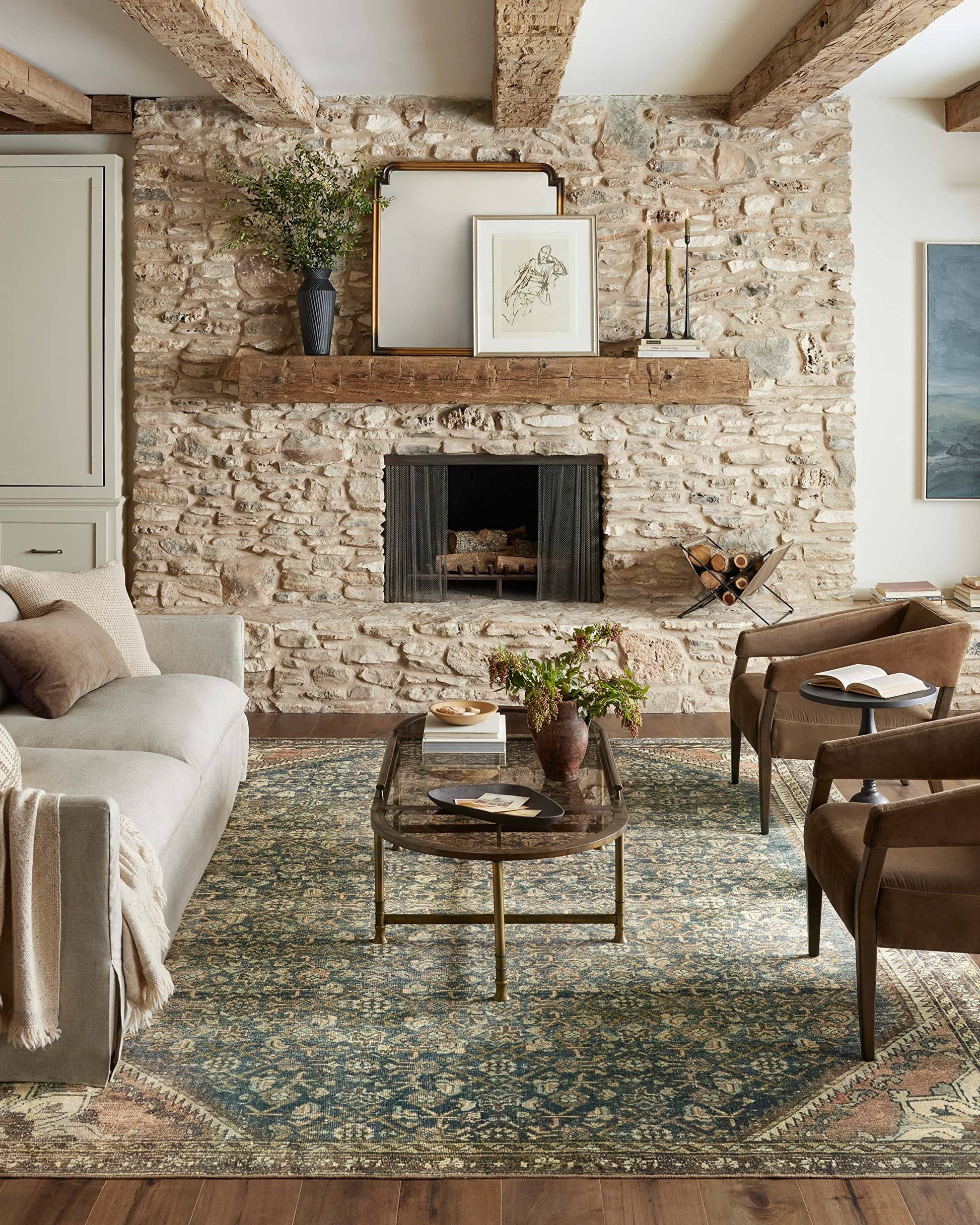 Magnolia Home by Joanna Gaines x Loloi Banks Machine Washable Denim / Clay Area Rug Size: Runner 2'6" x 12' - Product image 1