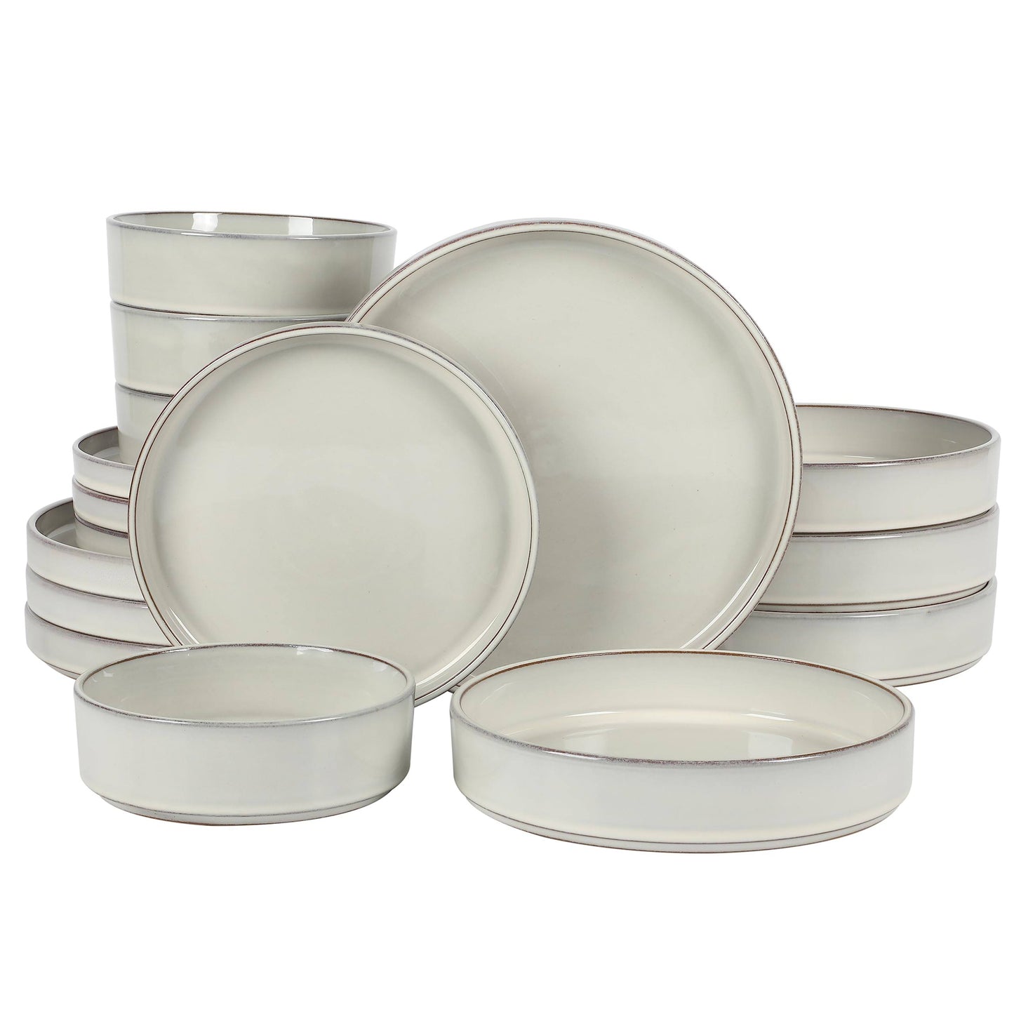 Bloomhouse Santorini Mist 16 Piece Double Bowl Terracotta Reactive Glaze Plates and Bowls Dinnerware Set - Product image 1