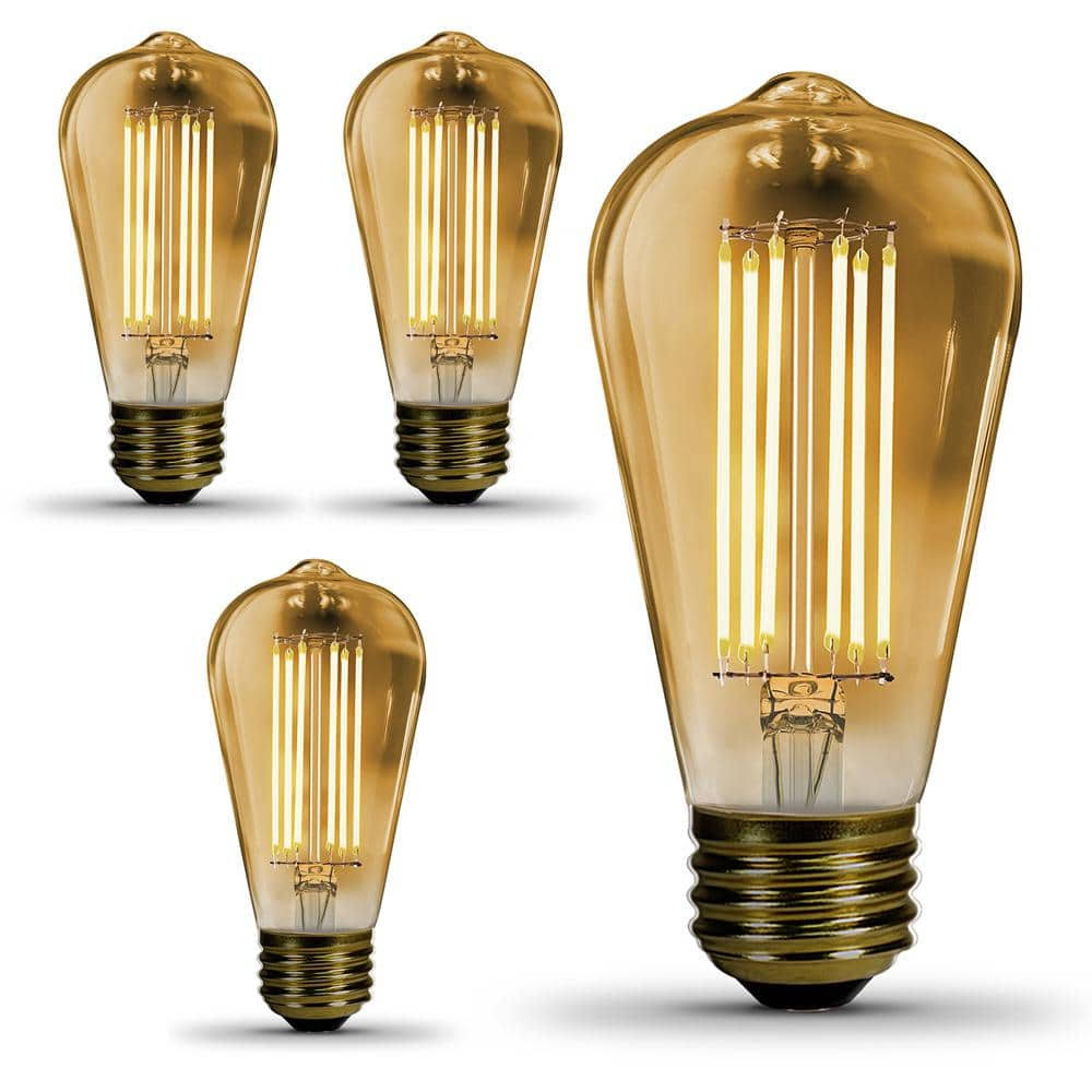 Feit Electric 60-Watt Equivalent ST19 Dimmable Straight Filament Amber Glass E26 Vintage Edison LED Light - Product image 1