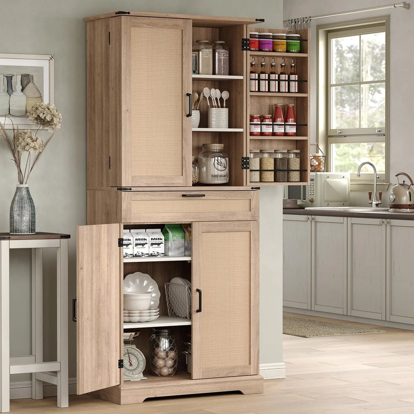 FUSOU 72'' Kitchen Storage Pantry Cabinet, Tall Storage Cabinet with 8 Door Shelves - Product image 20
