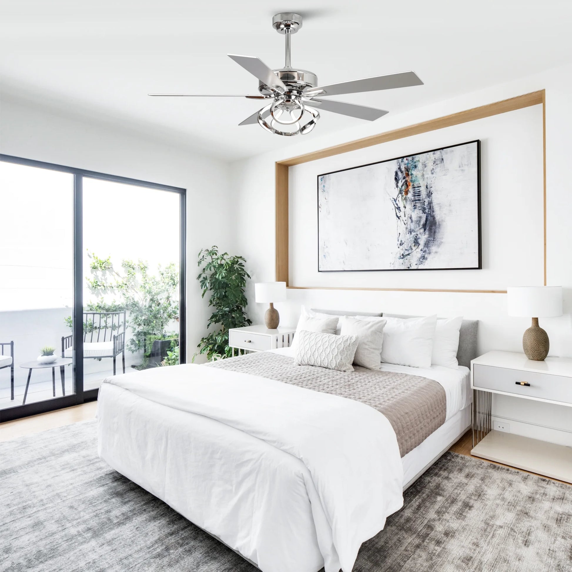 Parrot Uncle 52 - Inch Contemporary Chrome Ceiling Fan with Integrated LED Lights and Remote Control - Product image 5