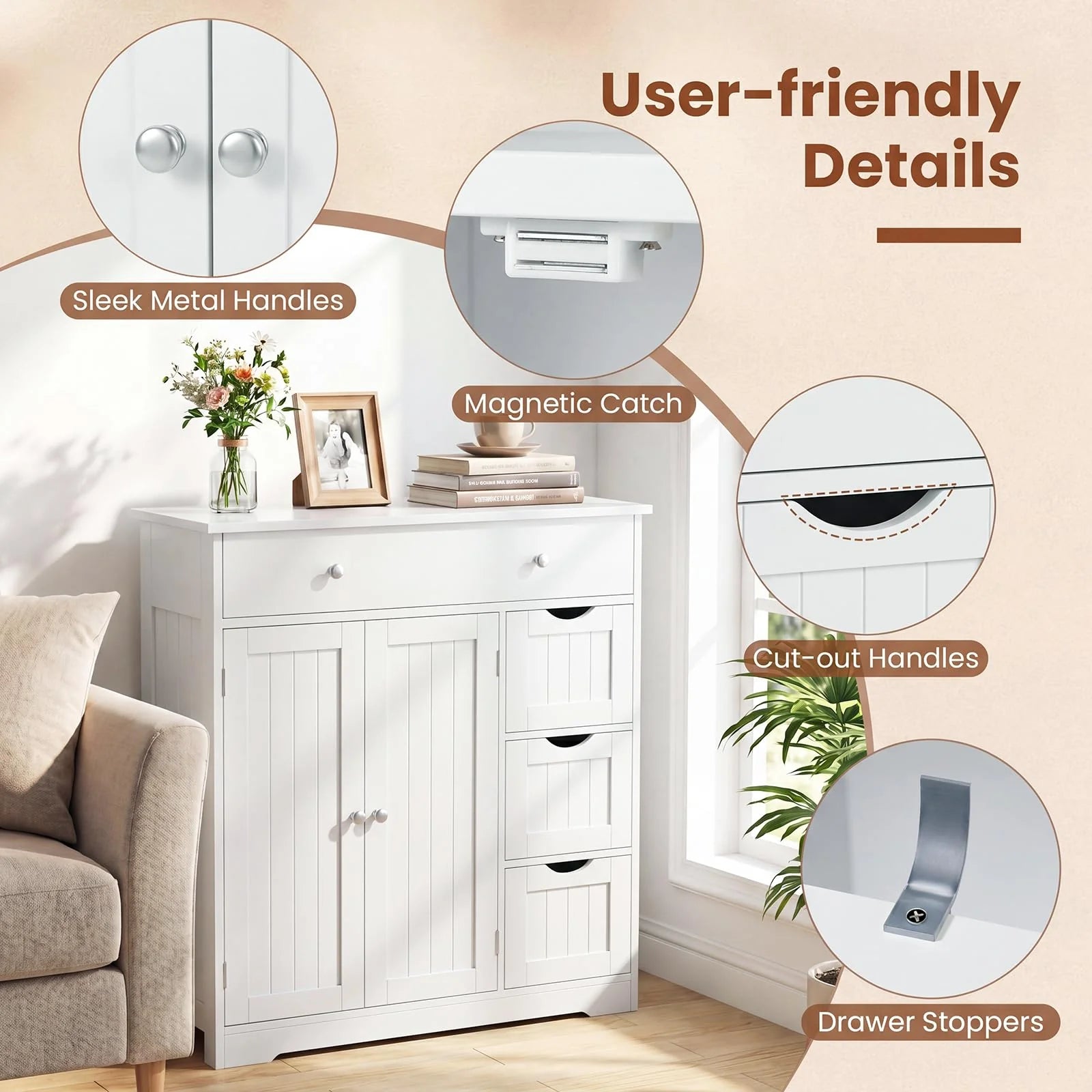 Tangkula Bathroom Floor Cabinet with 4 Drawers for Living Room - Product image 8
