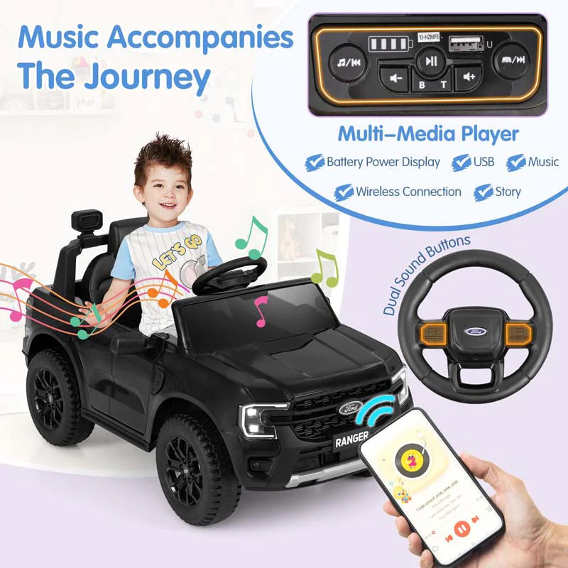 12V Licensed Ford Ranger Kids Ride on Car, Battery Powered Electric Vehicle Toy Car w/ Remote Control - Product image 3