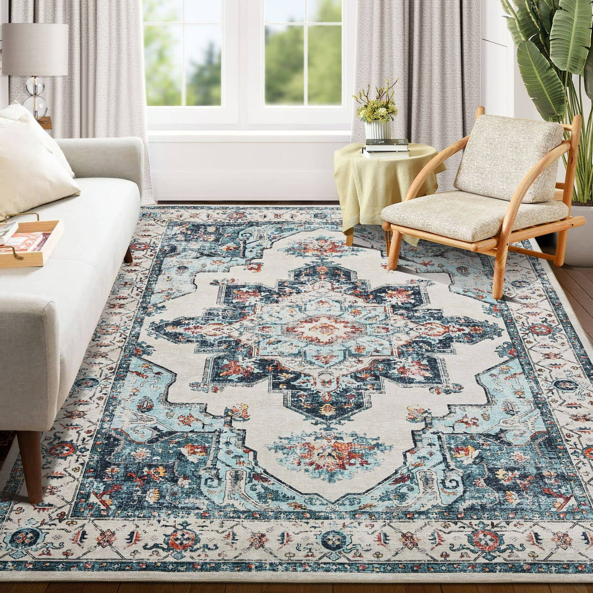 Oriannal Area Rug Living Room Rugs: 9x12 Washable Large Carpet Boho Oriental Distressed Bohemian Non-Slip - Product image 1