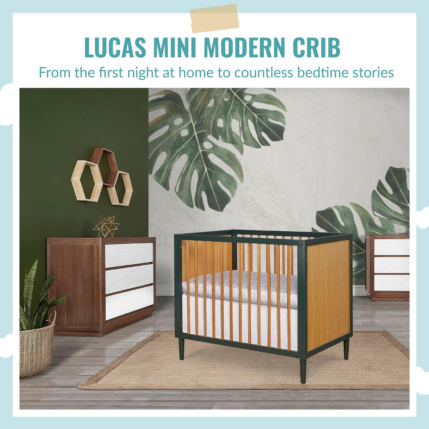 Dream on Me Lucas Mini Modern Crib with Rounded Spindles I Convertible Crib I Mid - Product image 6