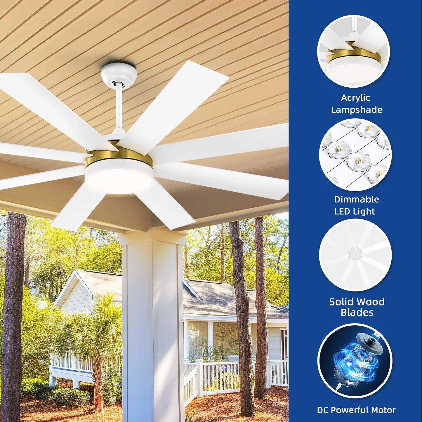 Dextrus 60 in Modern LED Outdoor/ Indoor Ceiling Fan with Remote Control - Product image 20