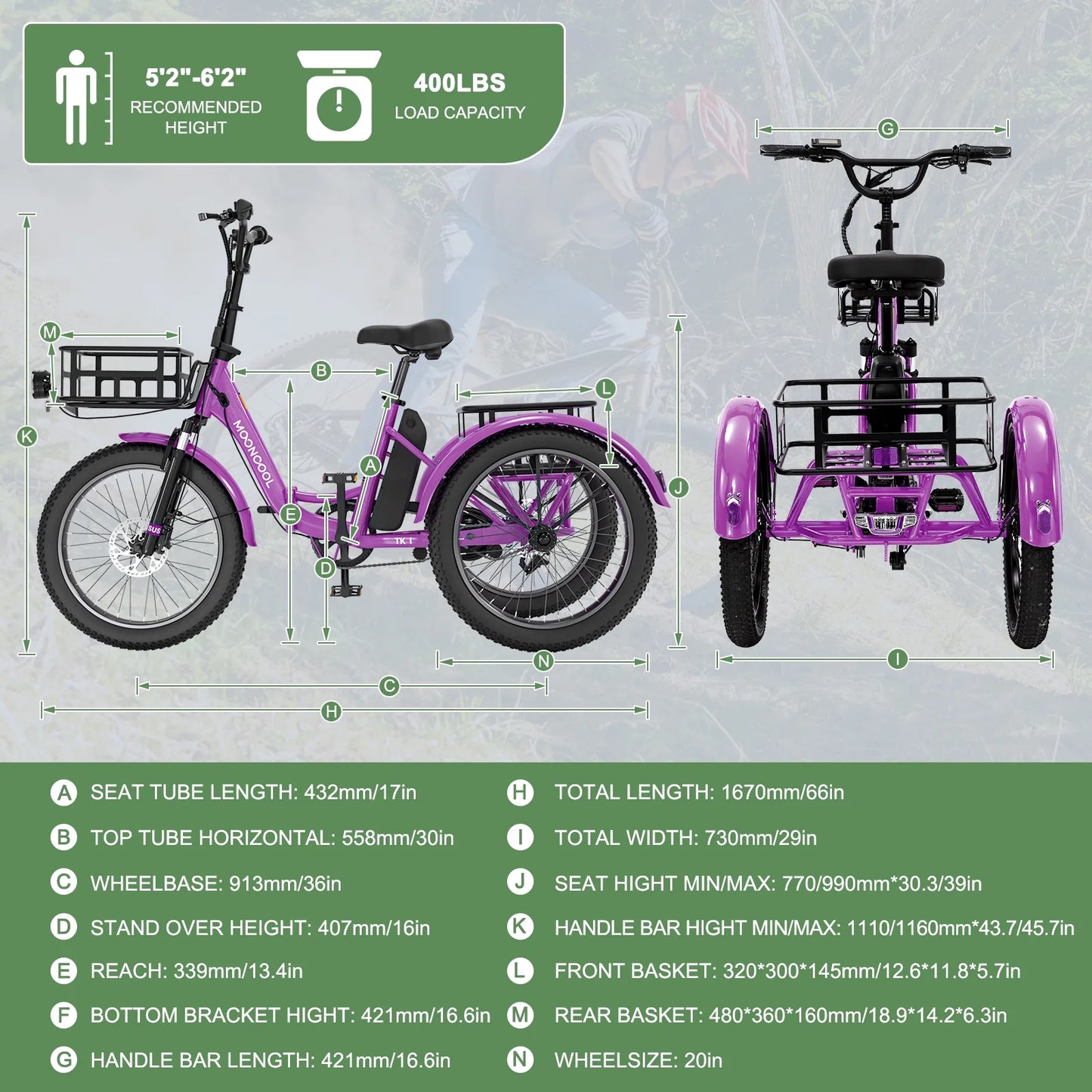 ABORON 3.0 Fat Tire Electric Trike for Senior Foldable E - Bike, 500W Motorized Tricycle Adult 20" Folding - Product image 42