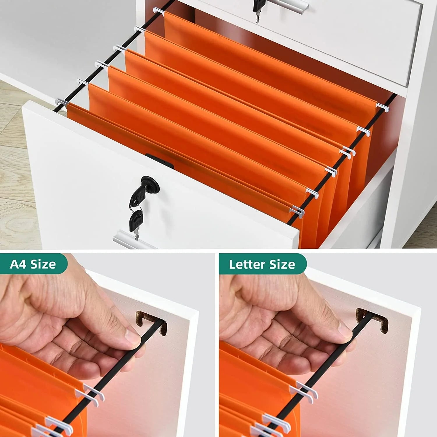 DEXTRUS 3 Drawer Wood Lateral Filing Cabinet with Locks, Printer Stand Storage File Cabinet with Shelves - Product image 3