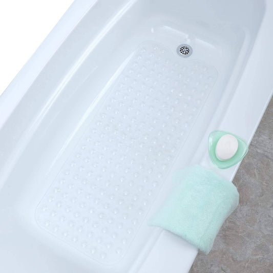 SlipX Solutions Clear Extra Long Bath Mat Adds Non-Slip Traction to Tubs &