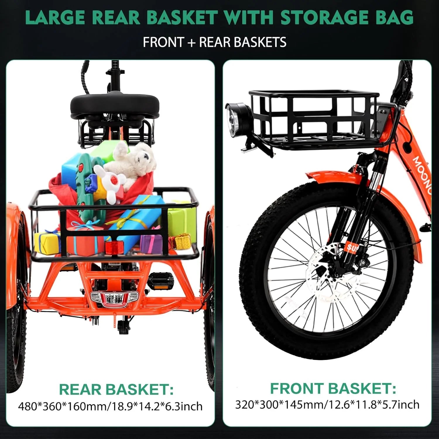 ABORON 3.0 Fat Tire Electric Trike for Senior Foldable E - Bike, 500W Motorized Tricycle Adult 20" Folding - Product image 15
