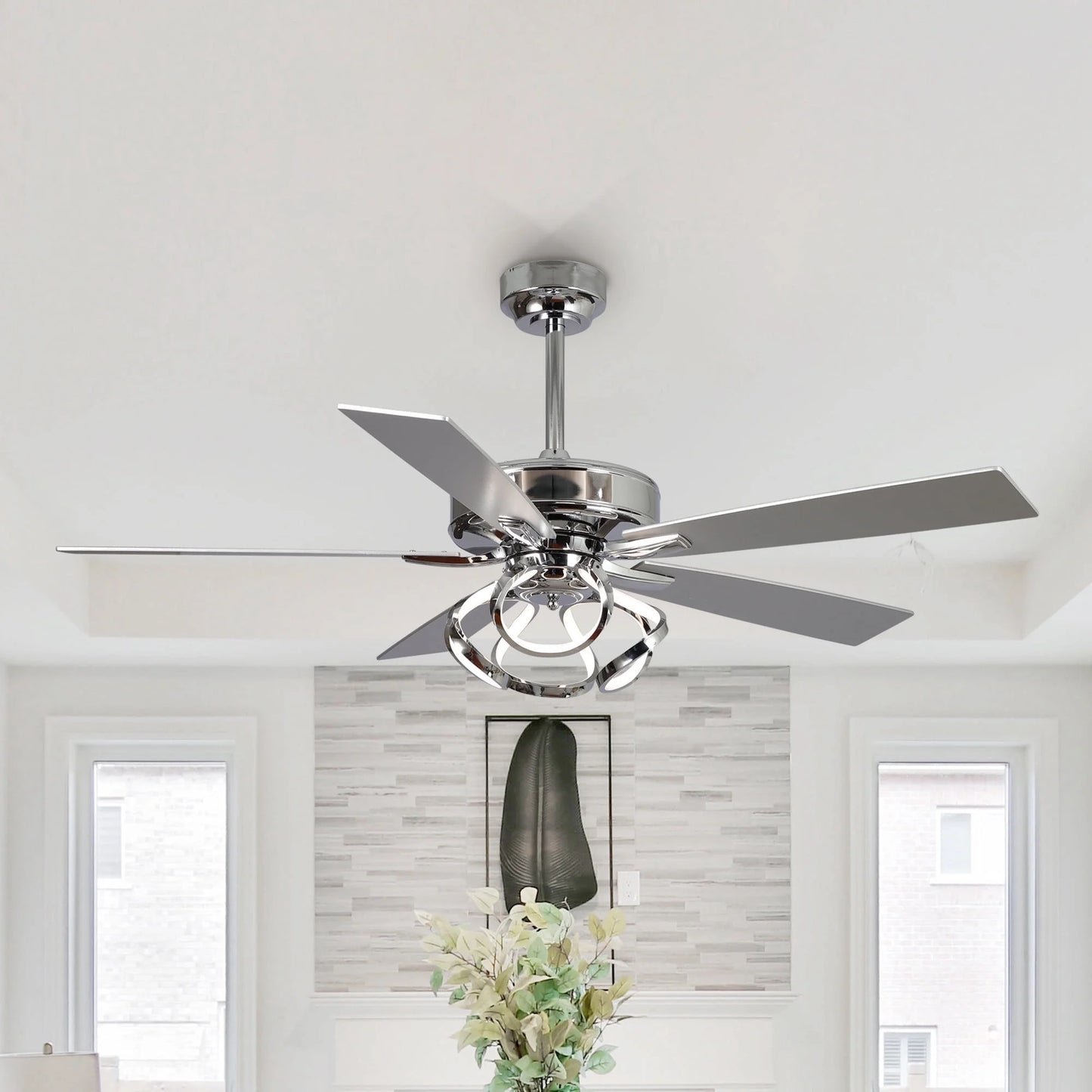 Parrot Uncle 52 - Inch Contemporary Chrome Ceiling Fan with Integrated LED Lights and Remote Control - Product image 16