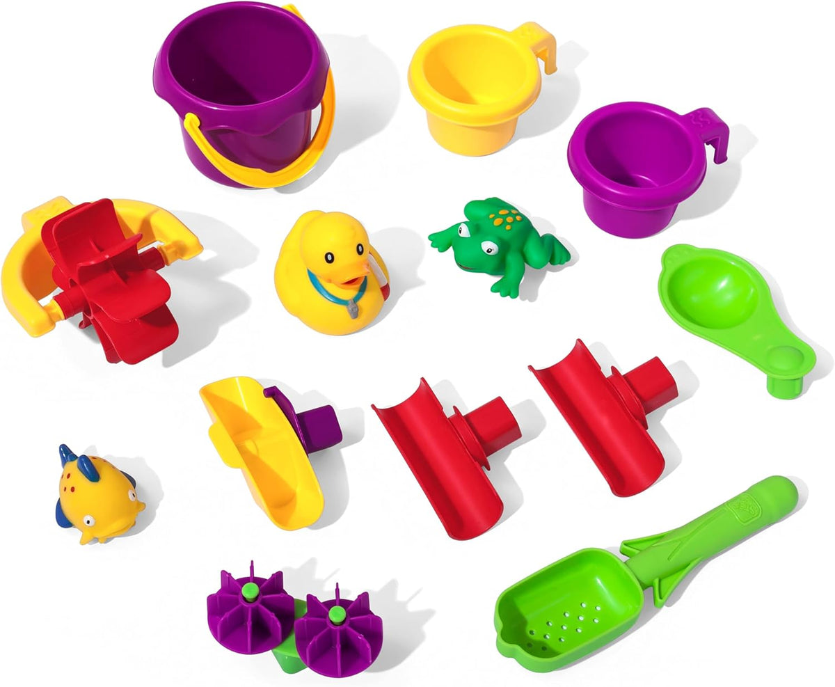 Rain Shower Splash Water Table with 13 Accessories - Blue & Green | Water games table | Activity Table for the Garden, Water Activity Table | Outdoor water table