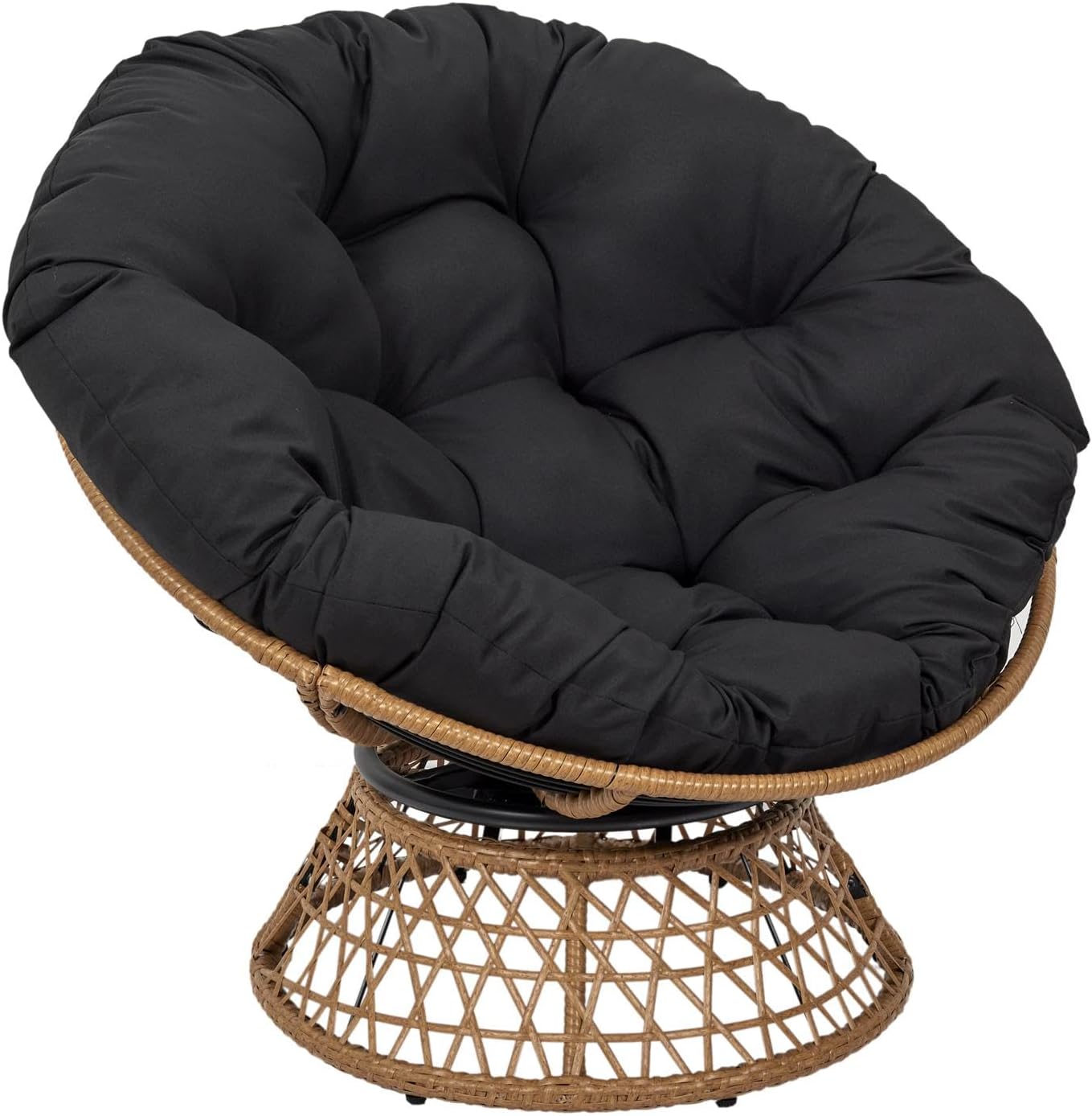 HOME DECO FACTORY, Outdoor Swivel Armchair, Round Relax Chair, 1 Seater 360° Swivel, Thick Comfortable Cushion Included, Garden Furniture for Balcony Terrace Garden Furniture