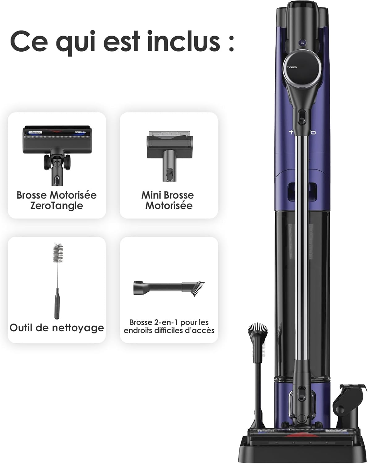 Tineco Pure One Station Pet Cordless Stick Vacuum with Self-Cleaning, ZeroTangle Brush for Pet Hair, Cleaning Hard Floors, Carpets, Tiles, Pet Grooming, Lightweight