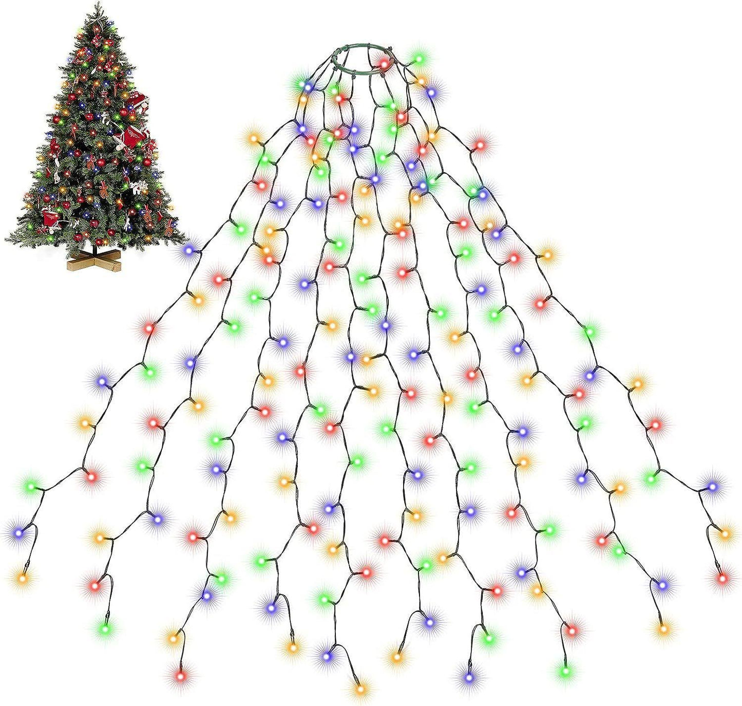 SALCAR Christmas Decoration String Lights, 6.6ft x 8 Lines Fairy Lights for 6-8ft Xmas Tree - Product image 1