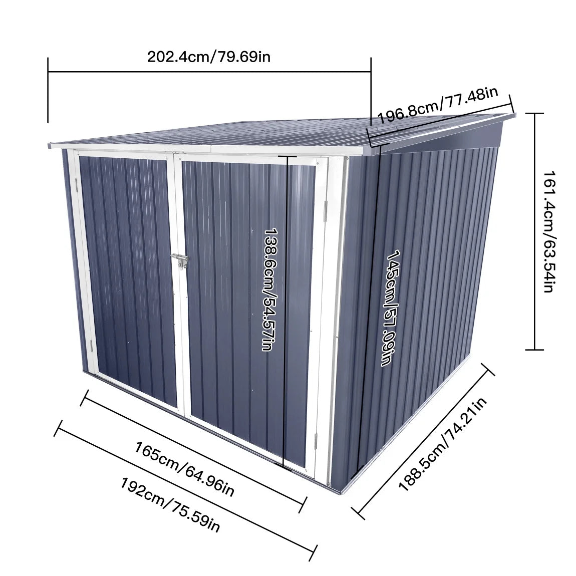 6.3' x 6.1' Outdoor Storage Shed Clearance, Metal Outdoor Storage Cabinet with Double Lockable Doors - Product image 3