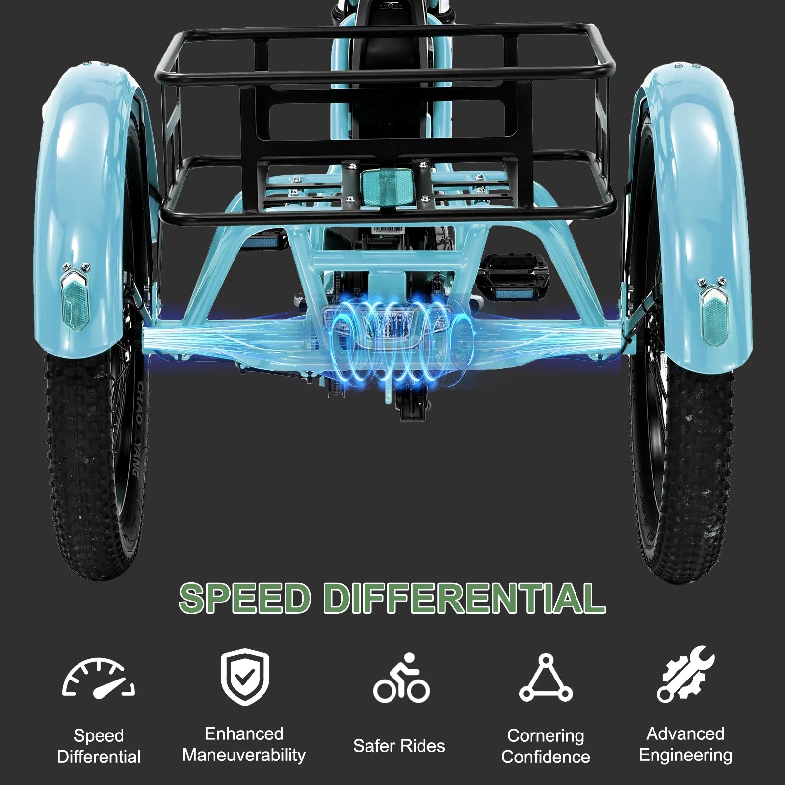 ABORON 3.0 Fat Tire Electric Trike for Senior Foldable E - Bike, 500W Motorized Tricycle Adult 20" Folding - Product image 70