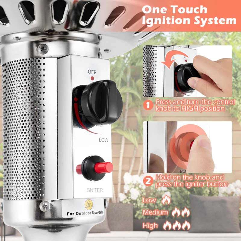 50, 000 BTU Propane Outdoor Heater, Round Patio Heater with Stainless Steel Burner, Tip-Over - Product image 24