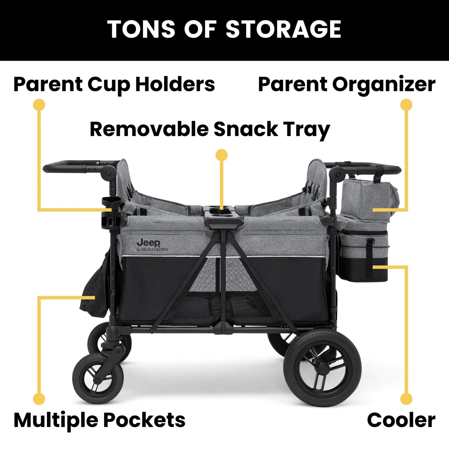 Jeep Wrangler Deluxe 4 Seater Stroller Wagon by Delta Children - Product image 10