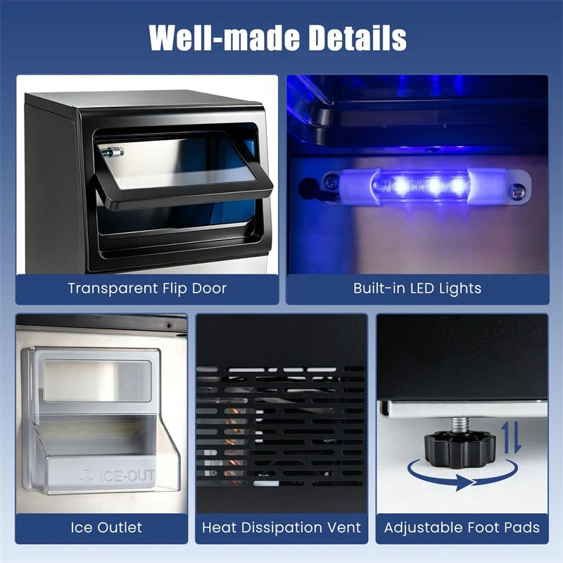 90 LBS/24H Commercial Nugget Ice Maker, Undercounter Chewable Pellet Sonic Ice Machine with Self-Cleaning & - Product image 9