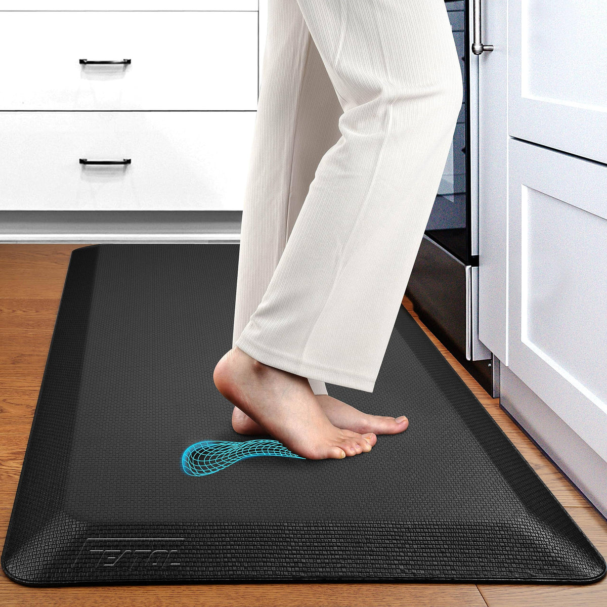 FEATOL Anti Fatigue Mat Floor Kitchen Mat, 9/10 inch Thick (20" x 39", Black) - Product image 1