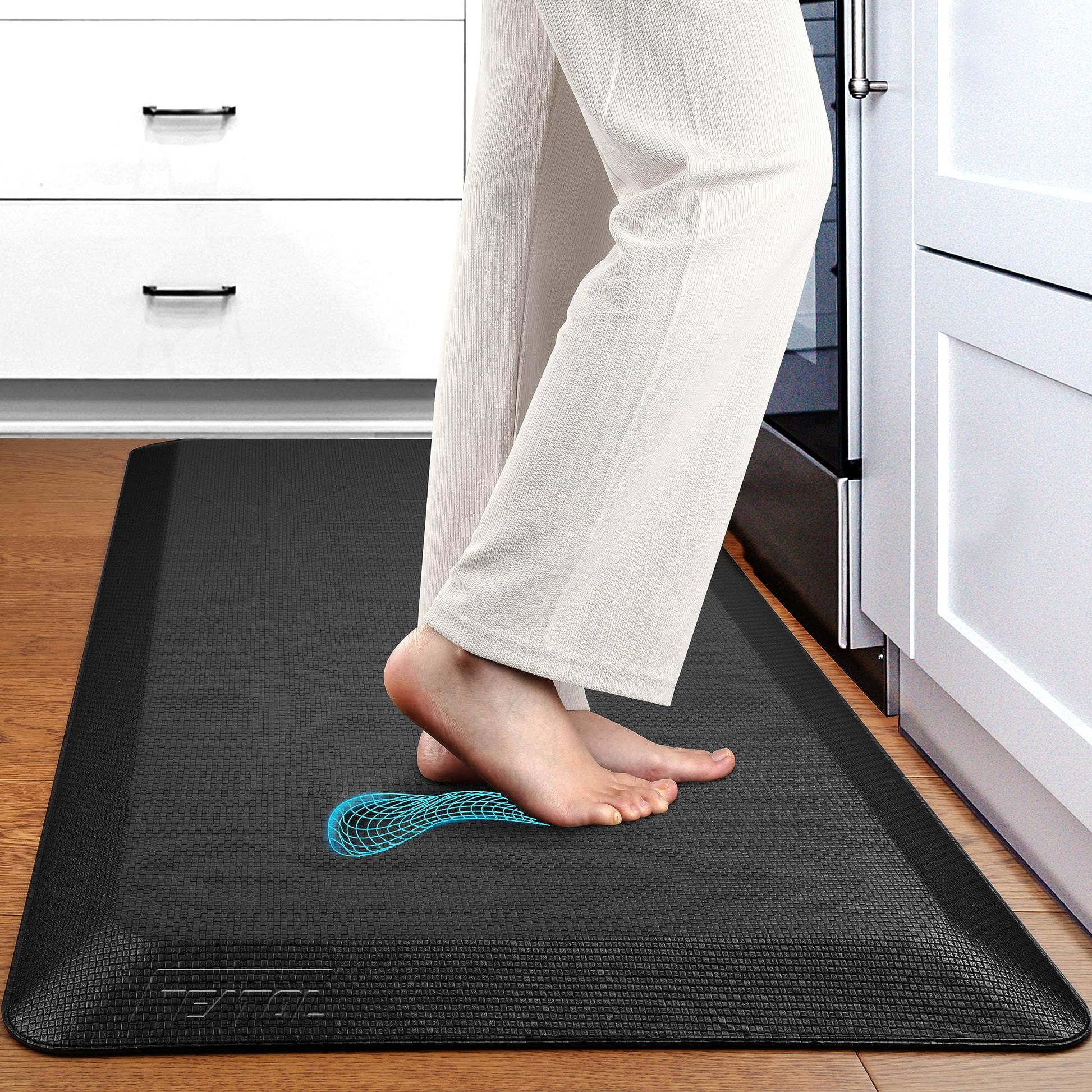 FEATOL Anti Fatigue Mat Floor Kitchen Mat, 9/10 inch Thick (20" x 39", Black) - Product image 1