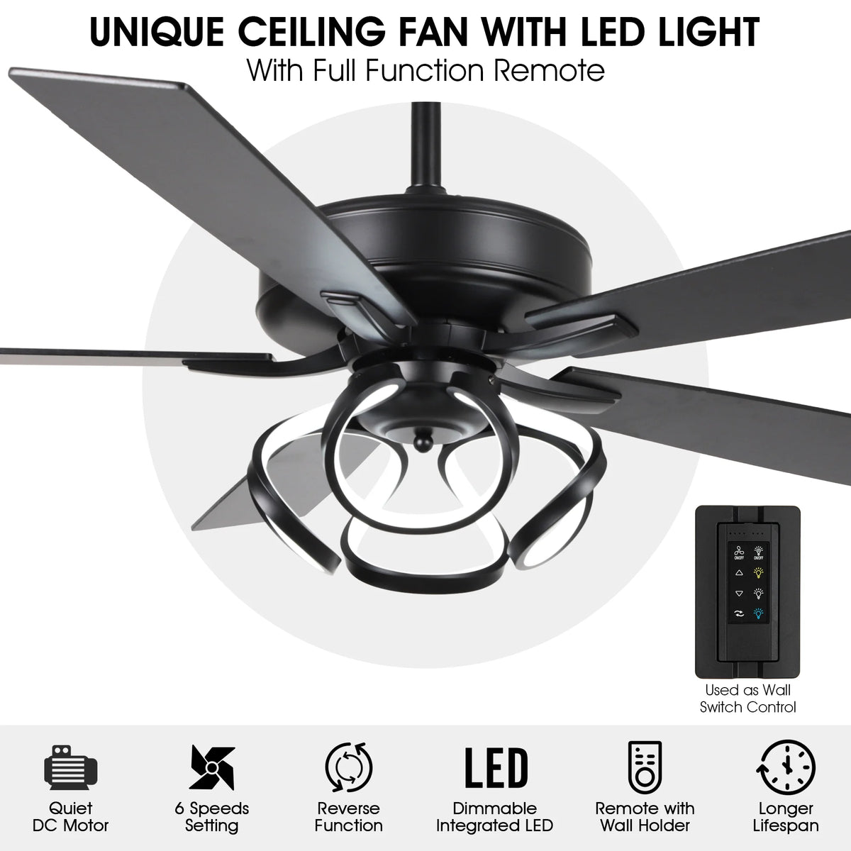 Parrot Uncle 52 - Inch Contemporary Chrome Ceiling Fan with Integrated LED Lights and Remote Control - Product image 25
