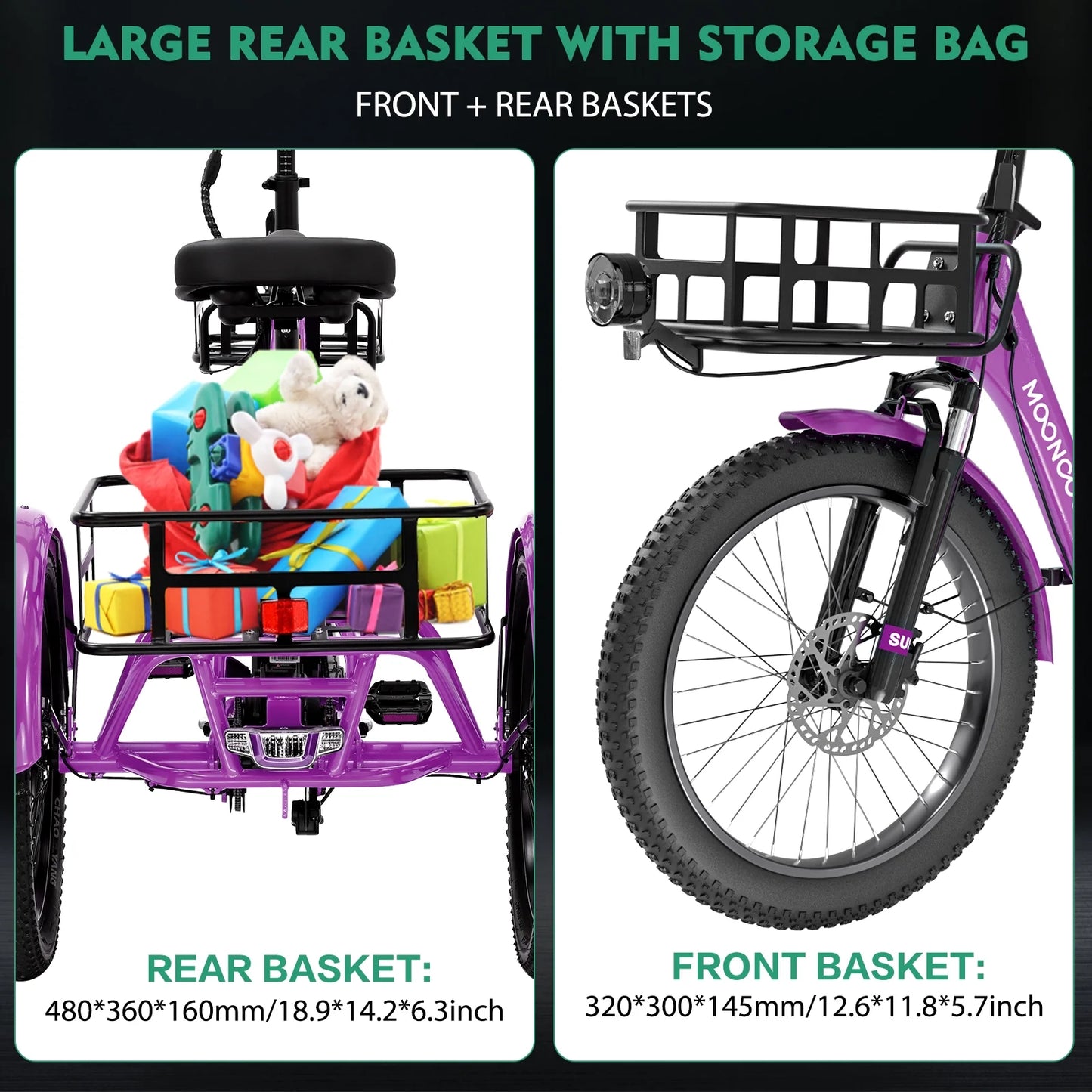 ABORON 3.0 Fat Tire Electric Trike for Senior Foldable E - Bike, 500W Motorized Tricycle Adult 20" Folding - Product image 37