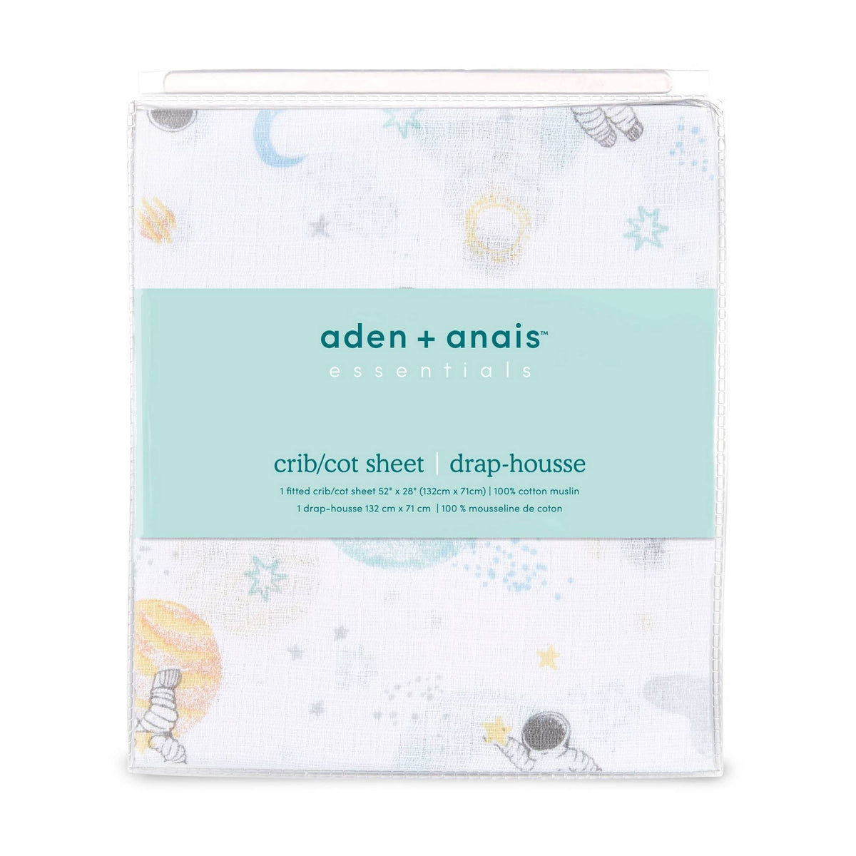 Aden + Anais Essentials Space Muslin Fitted Crib Sheet In Blue - Product image 1