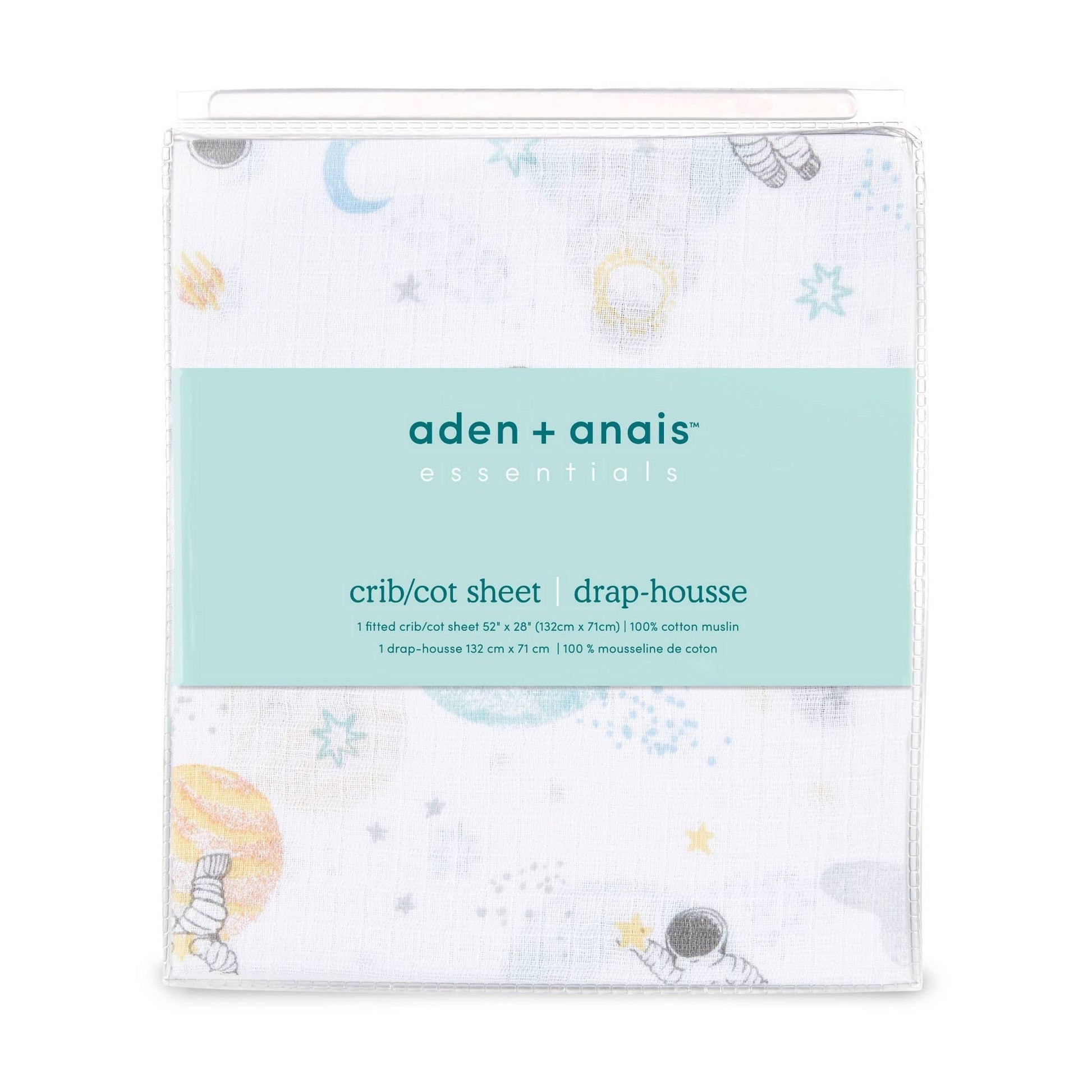 Aden + Anais Essentials Space Muslin Fitted Crib Sheet In Blue - Product image 1