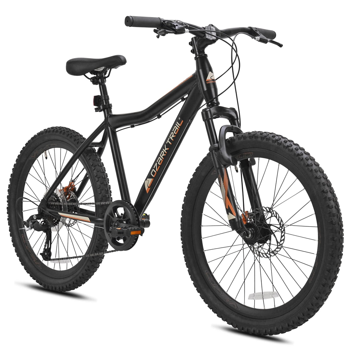 Ozark Trail 24" Glide Mountain Bike, 8 Speed, Black, Teen, Unisex