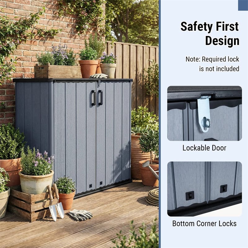 23.5 Cu.ft Outdoor Storage Shed, 175 Gallon All-Weather Resin Patio Deck Box with Floor & Lockable Door - Product image 8