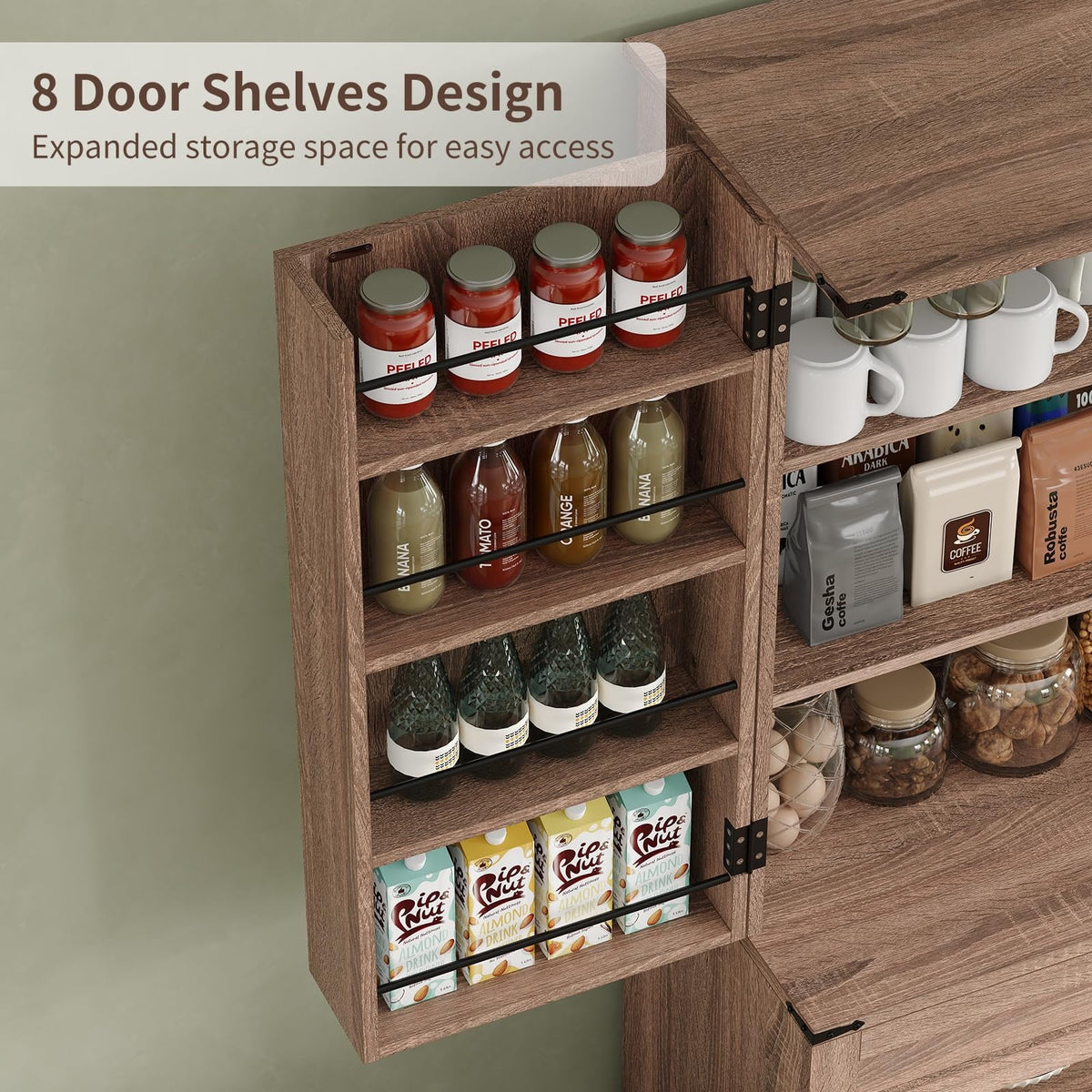 FUSOU 72'' Kitchen Storage Pantry Cabinet, Tall Storage Cabinet with 8 Door Shelves - Product image 23